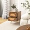 Bohemian Style Bedside Table with 2 Drawers and Solid Pine Wood Legs